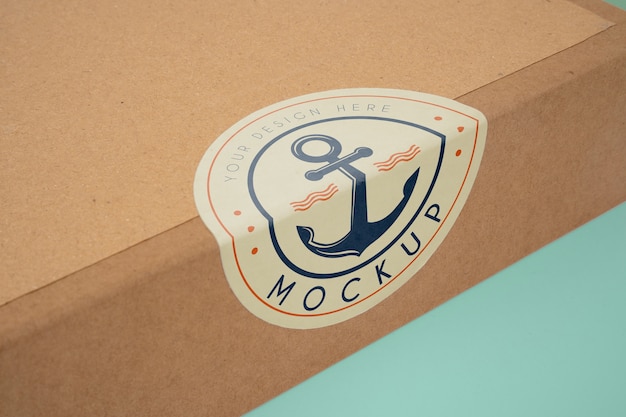 PSD close up on adhesive sealing label mockup