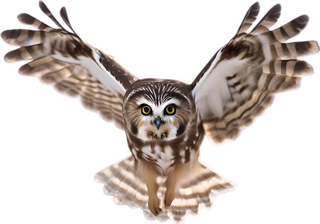 PSD close-up afbeelding van een northern sawwhet owl vogel.