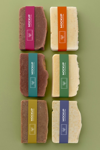 PSD close up on artisan soap packaging mockup