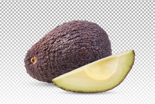 Primo piano su avocado con fetta isolata