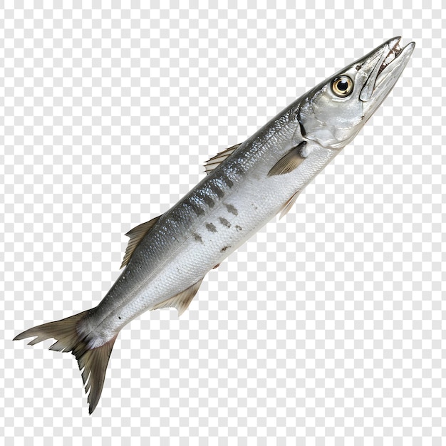 a close-up of a barracuda fish isolated on a transparent background