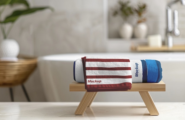 close up on bathroom towel mockup