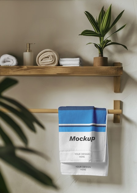 close up on bathroom towel mockup