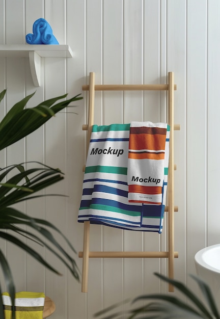 Close up on bathroom towel mockup