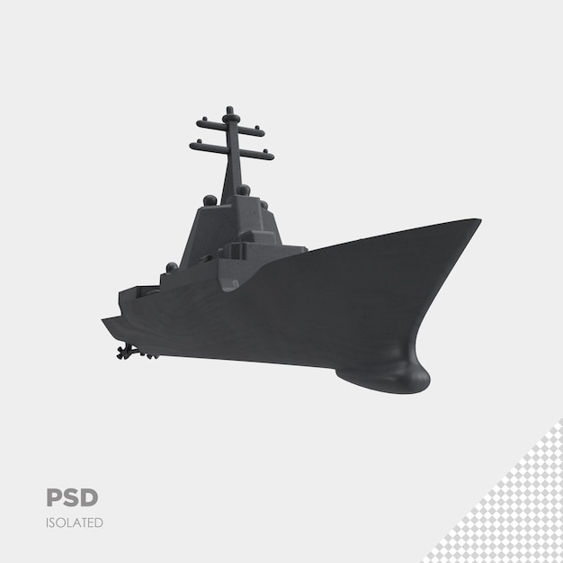 PSD close up on battleship 3d isolated premium psd