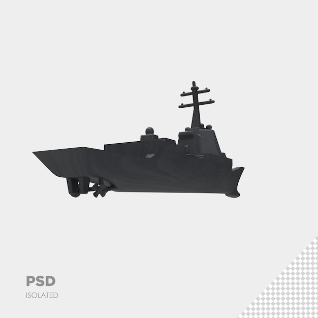 PSD close up on battleship 3d isolated premium psd