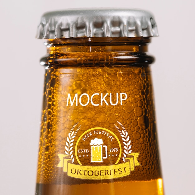 close-up beer bottle neck