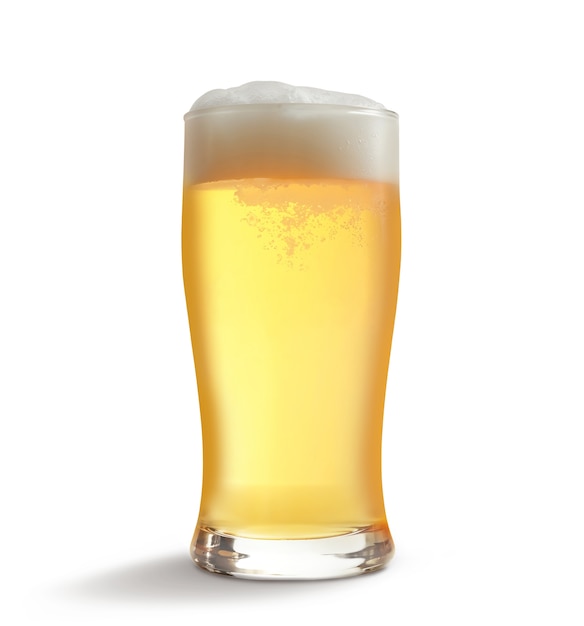 離れたビールをクローズアップする