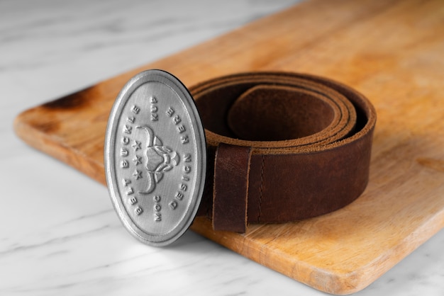 Premium PSD | Close up on belt mockup design