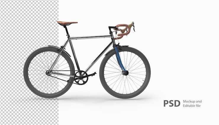 PSD close up on bicycle in 3d rendering isolated