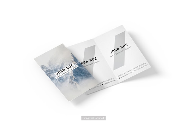 PSD close up on bifold business brochure mockup isolated