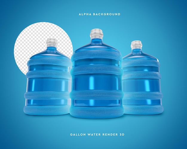 PSD close up on big plastic water cooler bottles