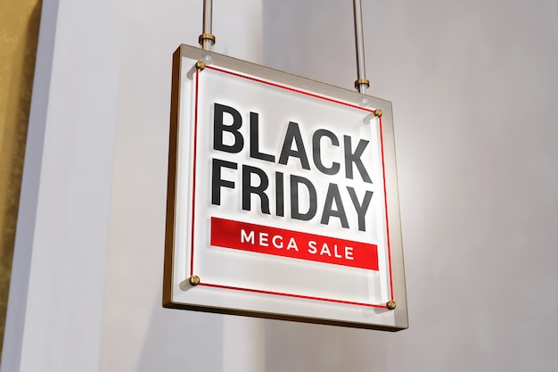 PSD close up on black friday concept sign mockup