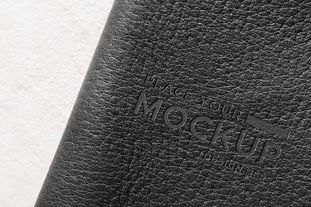 PSD close-up of black leather mock-up