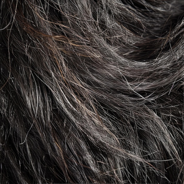 A close up of a black and white hair