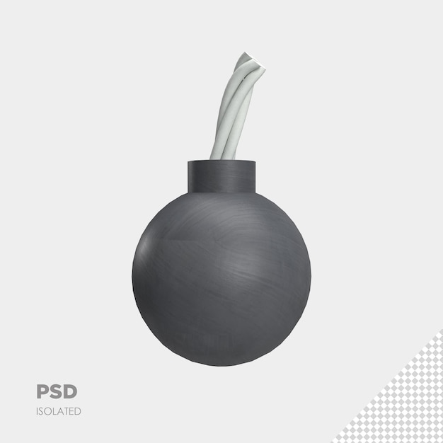 Close up on bomb 3d isolated premium psd