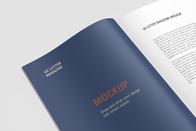 Close up libro o rivista psd mockup