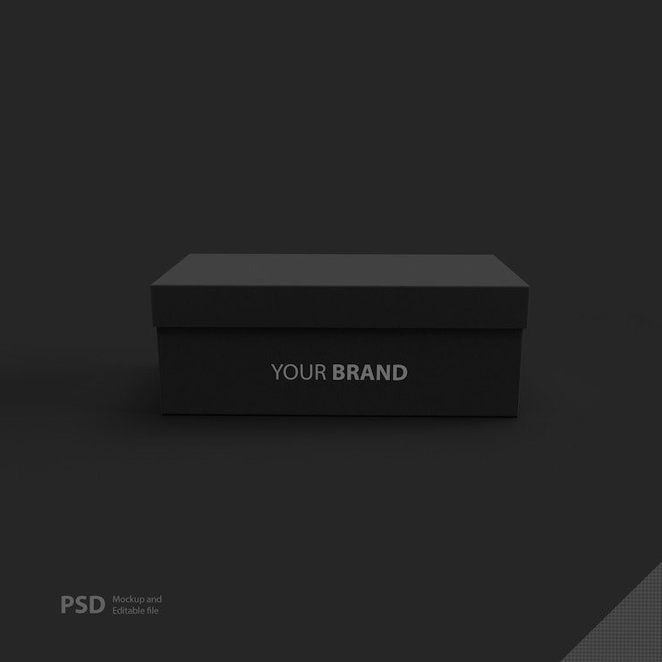 PSD close up on box packaging isolated