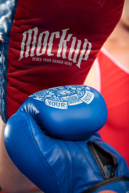 PSD close up on boxing gloves mockup