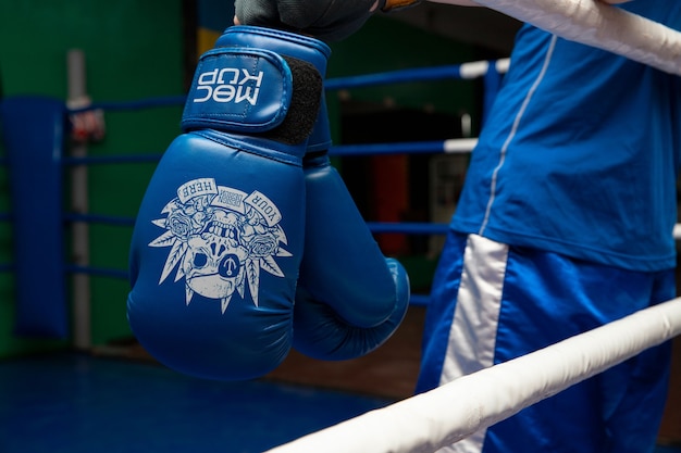 PSD close up on boxing gloves mockup