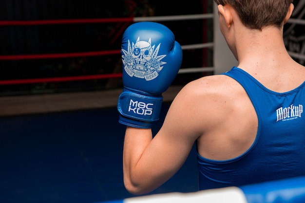 close up on boxing gloves mockup