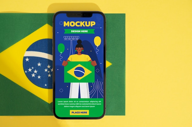 Close up on brazilian themed device mockup