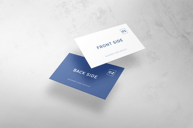 Close up on business card flying mockup