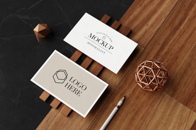 PSD close up on business card mockup