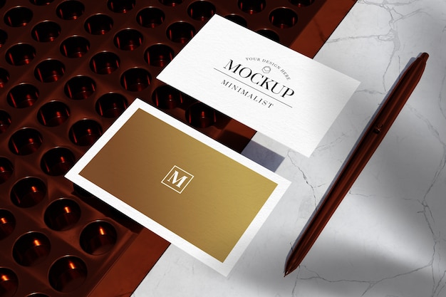 Close up on business card mockup