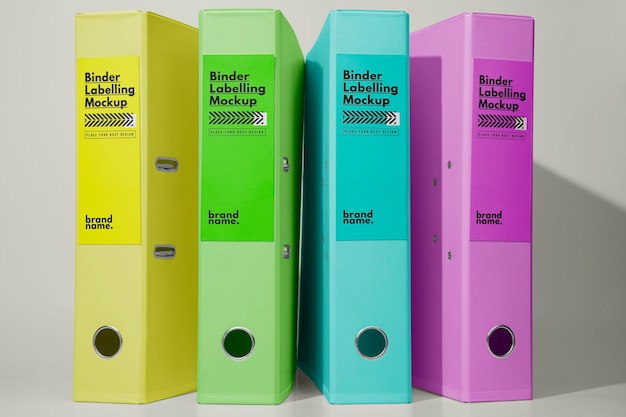Close up on cabinets adhesive labeling mockup