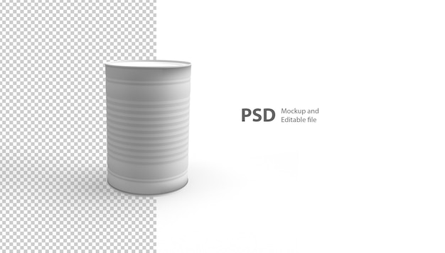 PSD close up on can isolated in 3d rendering