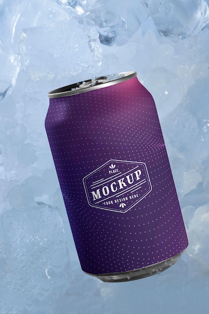 PSD close up on can packaging mockup