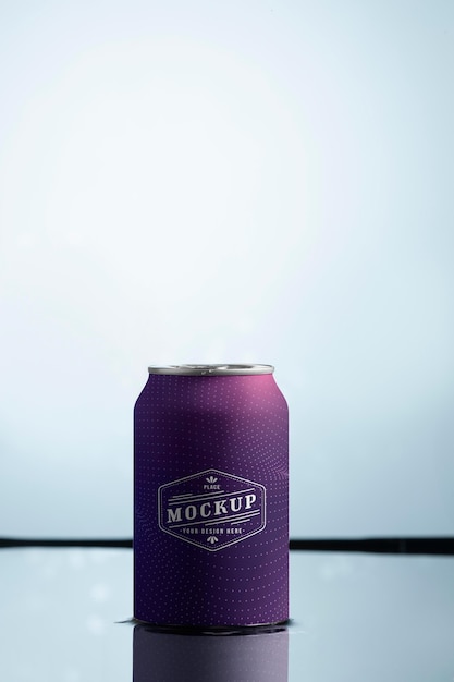 Close up on can packaging mockup