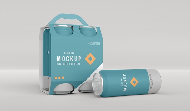 PSD close up on can packaging mockup