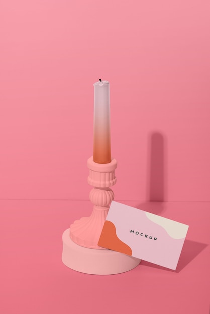 PSD close up on candle mockup