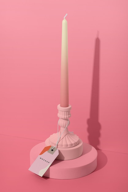 PSD close up on candle mockup