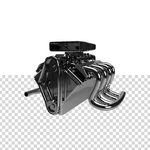 PSD close up on car engine isolated