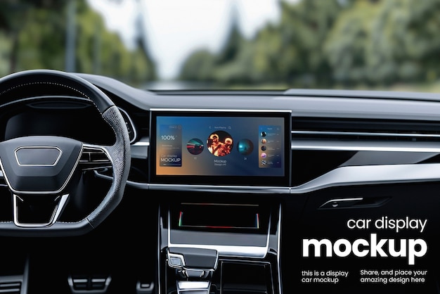 車のスクリーンモックアップのクローズアップ
