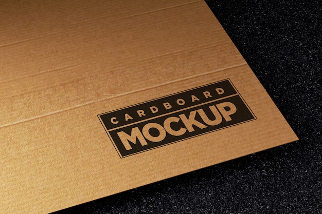 Close up on cardboard mockup with logo design
