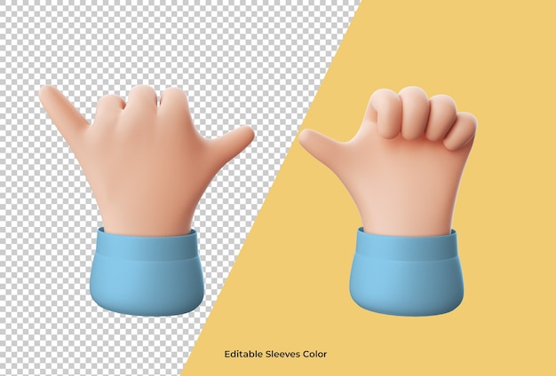 PSD close up on cartoon hand icon isolated