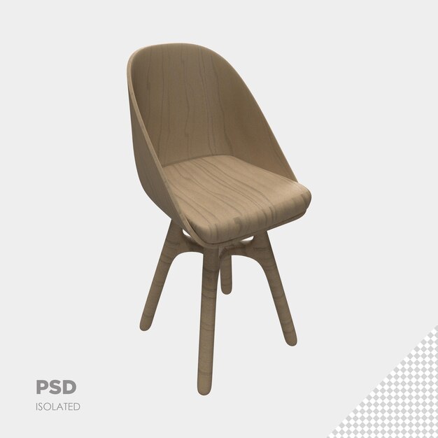 Close up on chair 3d isolated premium psd