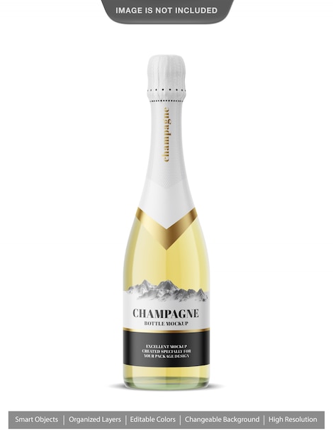 Close up on champagne bottle mockup