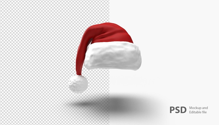 PSD close up on christmas hat isolated