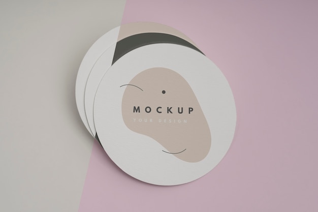 PSD close up on circle flyer design mockup