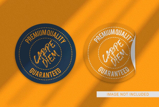 PSD close up on circle stickers mockup design