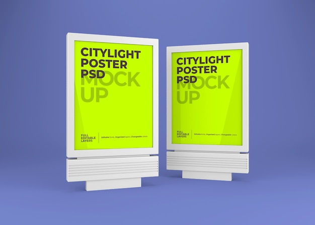 Primo piano sul mockup di poster citylight isolato