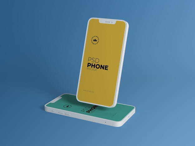 Primo piano su clay phone mockup isolato