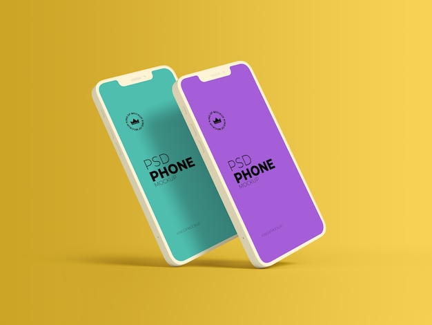 Close up on clay phone mockup isolated 