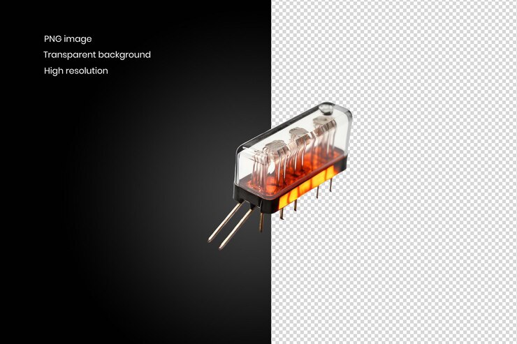 PSD a close up of a clear rectangular electronic component background removed