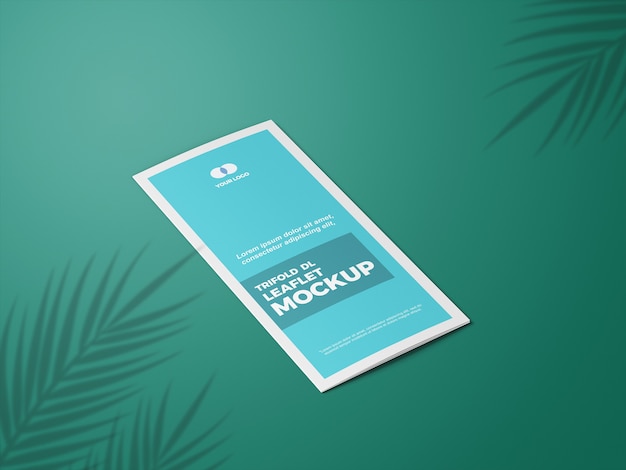 Close up on closed trifold leaflet mockup